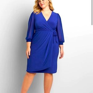 Lane Bryant Blue Wrap Dress Plus 22/24 NWT
